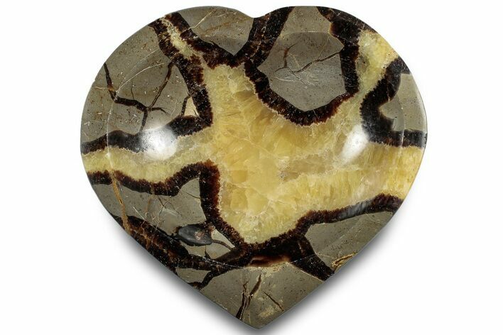 Polished Heart-Shaped Septarian Dish - Madagascar #304726